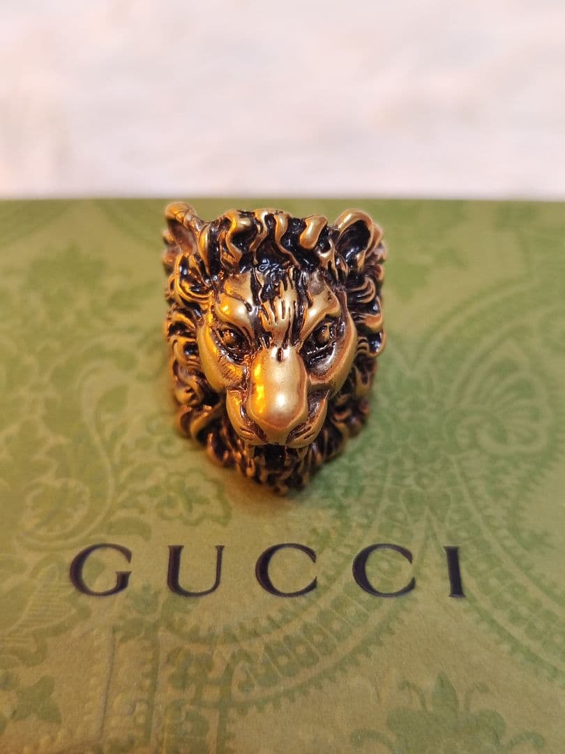 専用　新品 GUCCI グッチ ライオンヘッド リング 指輪 15号 ゴールド
