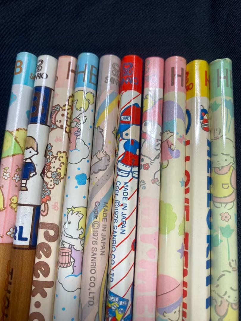 昭和サンリオHB 鉛筆1976 日本製旧ロゴ10本　風の子さっちゃんハローキティ