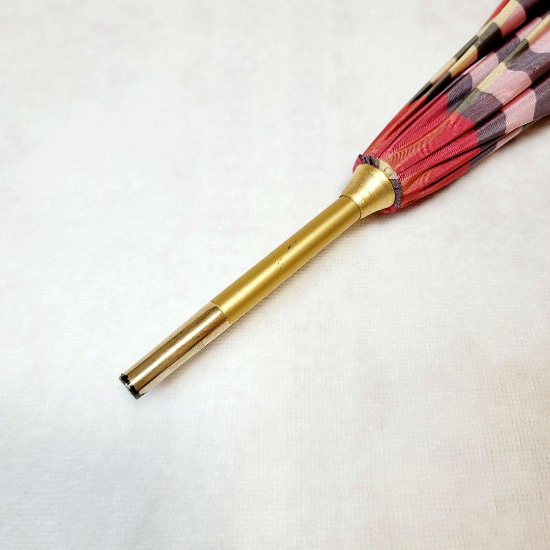 極美品BURBERRYバーバリーノバチェック柄ピンク&ゴールド雨傘長傘