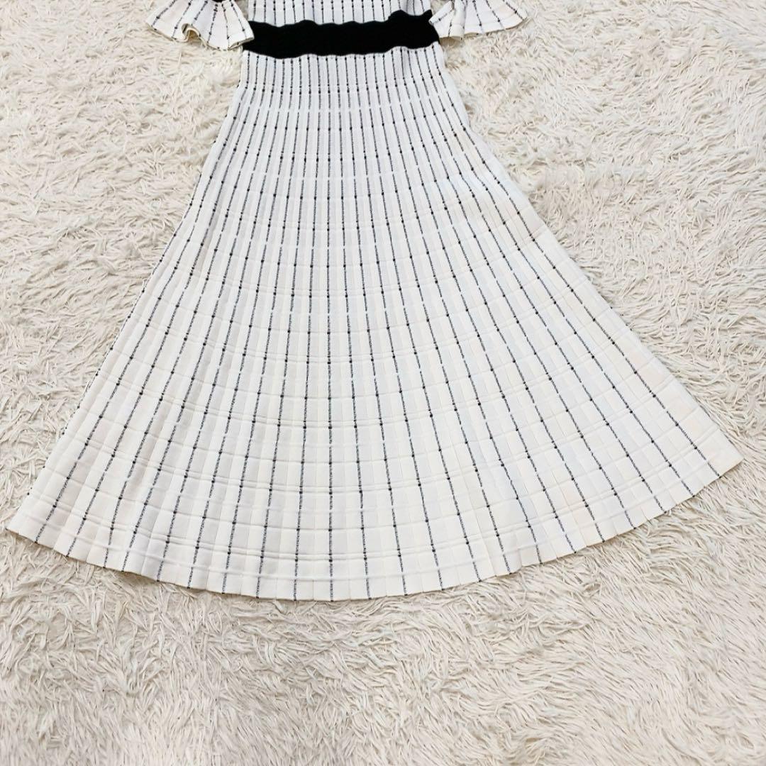 【美品】グレースコンチネンタル バイカラーフレアニットワンピース ロング 人気