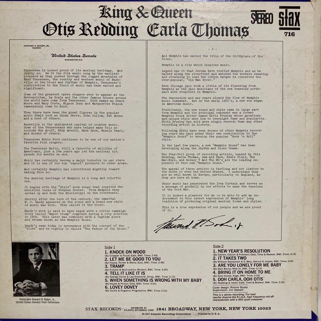 洋楽 Otis Redding & Carla Thomas/King & Queen