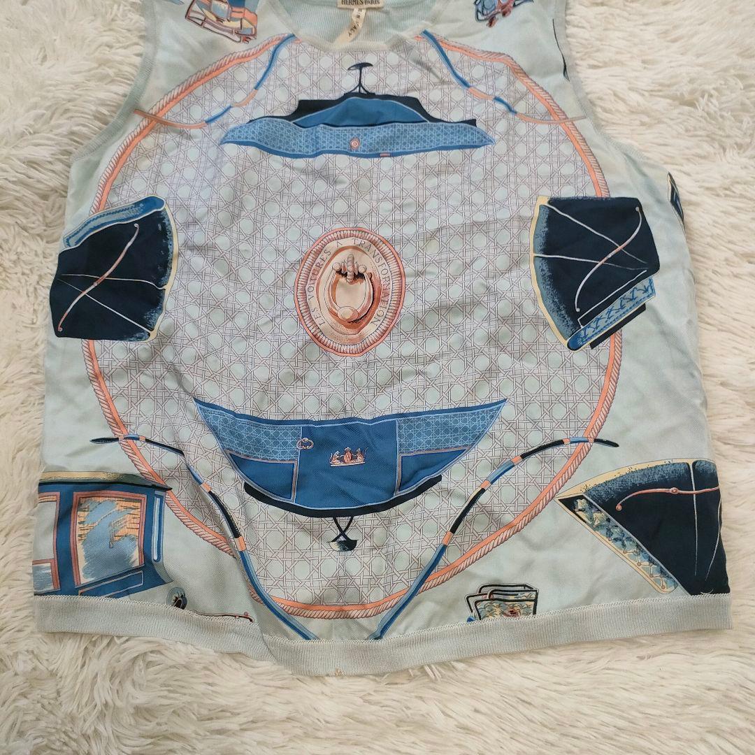 【希少】HERMES エルメス スカーフ柄 シルク100%ベスト マルジェラ期