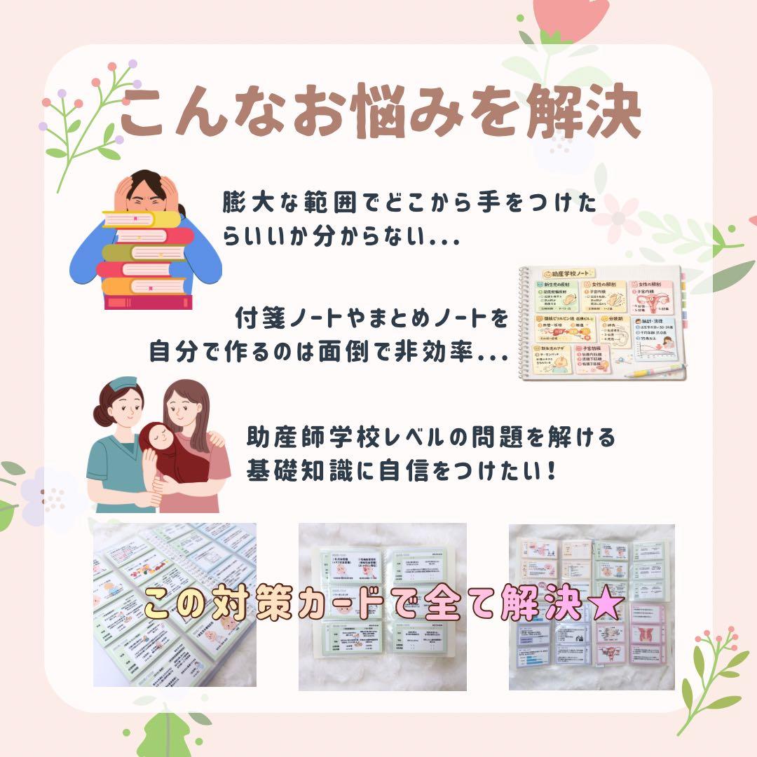 最新版2026年作成｜助産師学校受験｜基礎問題カード3面＋過去問問題集セット