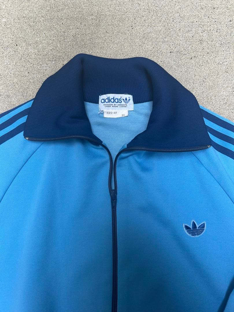 70s Adidas トラックジャケット　デサント製　ブルー　2号