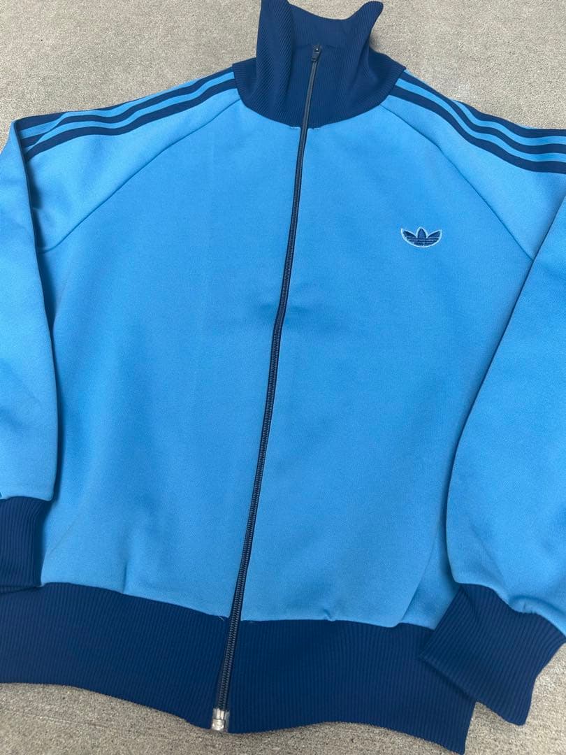 70s Adidas トラックジャケット　デサント製　ブルー　2号