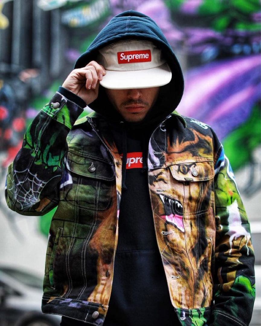 Supreme 18ss ライオングラフィック　デニムジャケット　S