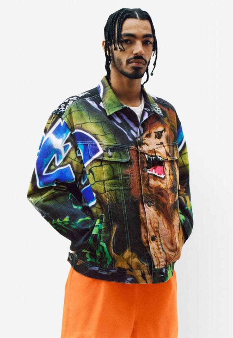 Supreme 18ss ライオングラフィック　デニムジャケット　S