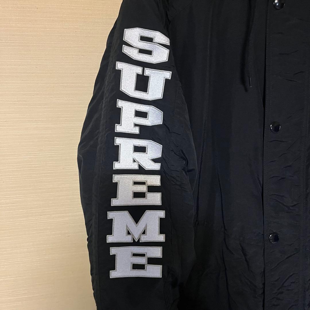 《SUPREME》美品 正規品 スリーブロゴ ベンチコート M 黒 ビックサイズ