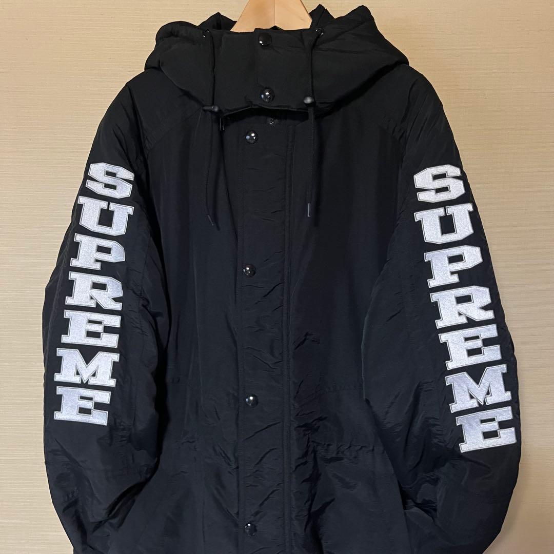 《SUPREME》美品 正規品 スリーブロゴ ベンチコート M 黒 ビックサイズ