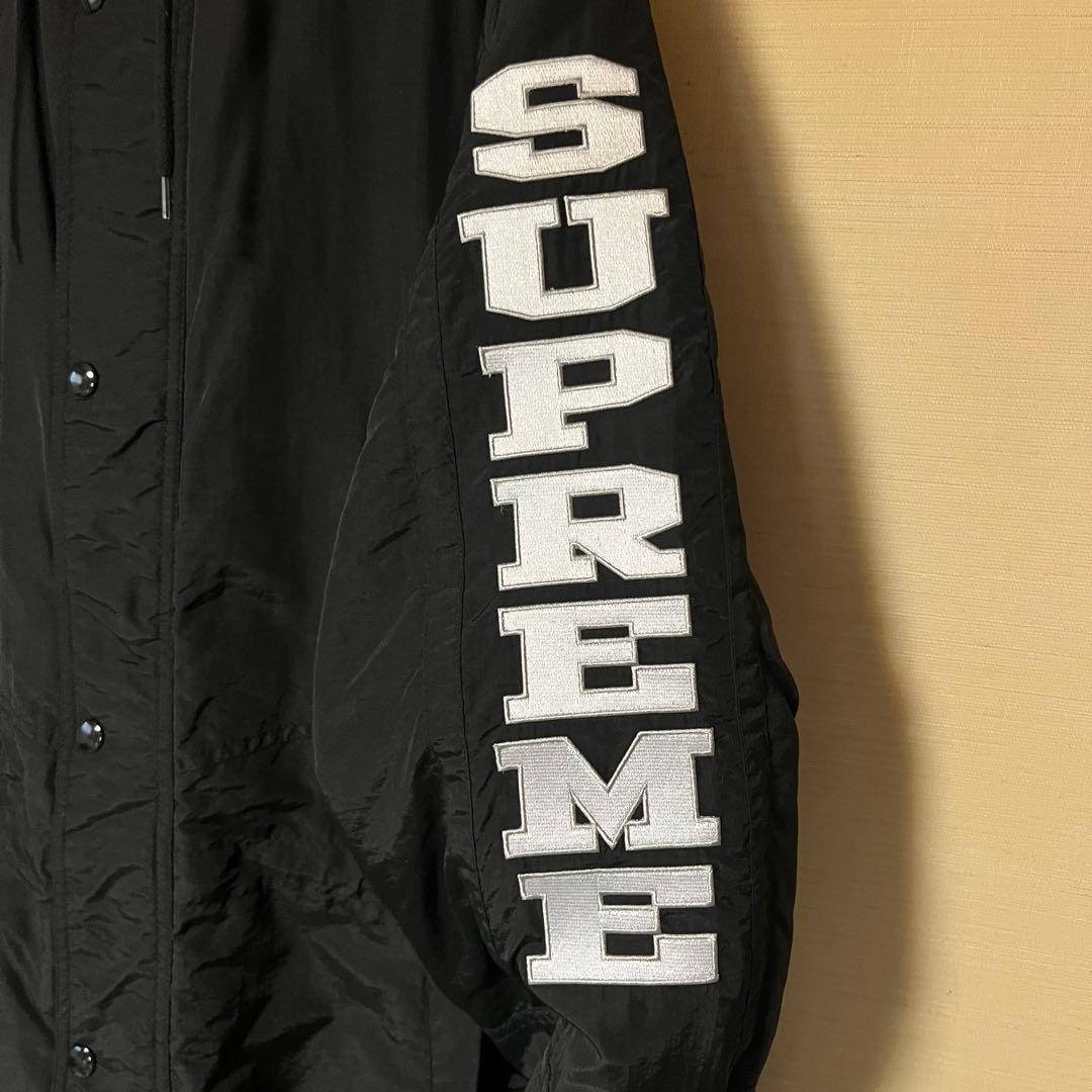 《SUPREME》美品 正規品 スリーブロゴ ベンチコート M 黒 ビックサイズ