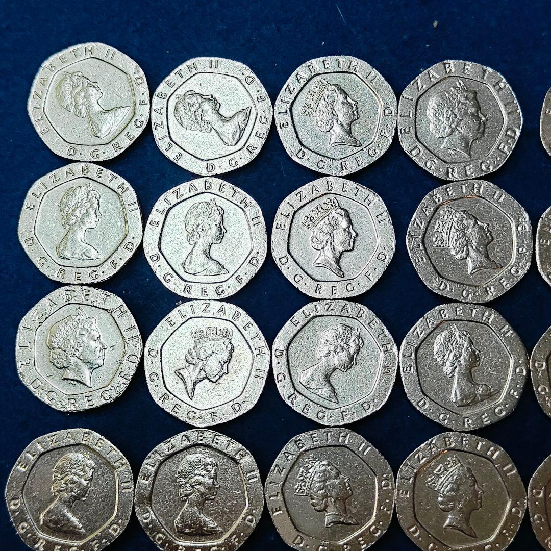 イギリス硬貨 20ペンス 56枚 約21mm エリザベス