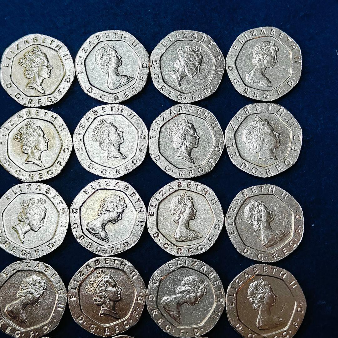 イギリス硬貨 20ペンス 56枚 約21mm エリザベス