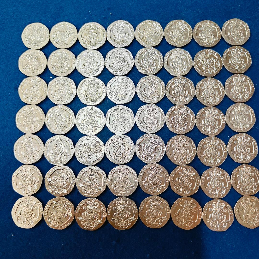 イギリス硬貨 20ペンス 56枚 約21mm エリザベス