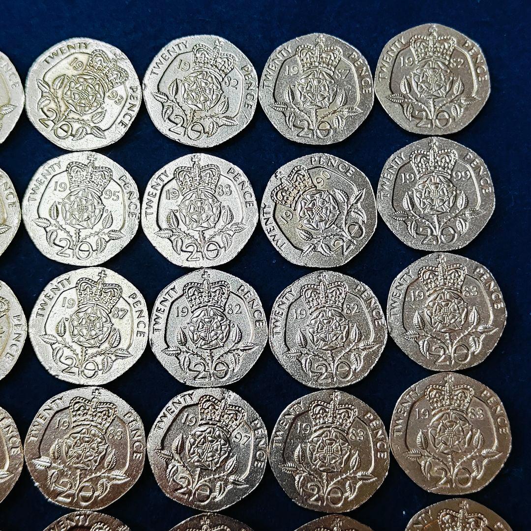 イギリス硬貨 20ペンス 56枚 約21mm エリザベス