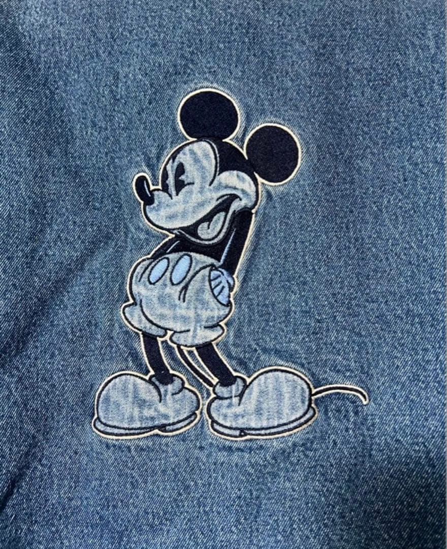 90s　Disney　ディズニー　公式　ミッキーマウス　刺繍　デニムジャケット