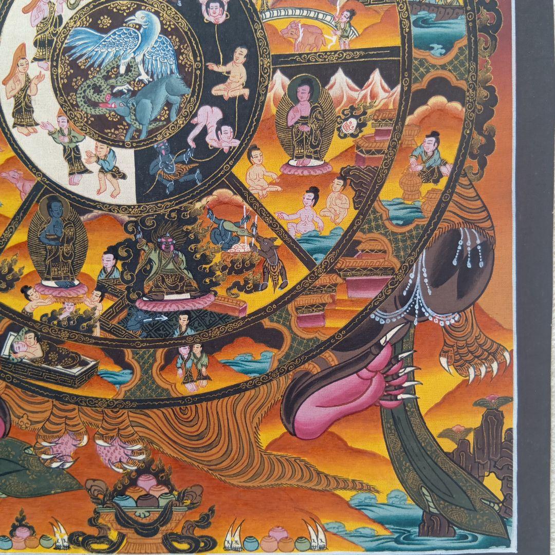 チベット密教 仏教 密教 新品 手描き　肉筆画 タンカ 曼荼羅 六道輪廻図
