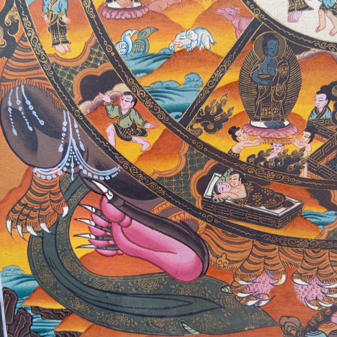 チベット密教 仏教 密教 新品 手描き　肉筆画 タンカ 曼荼羅 六道輪廻図