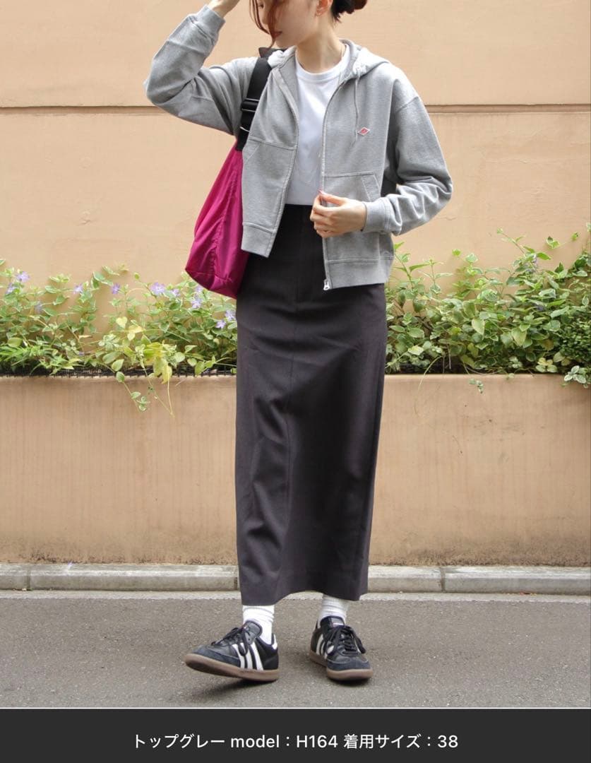 DANTON グレー ジップアップパーカー