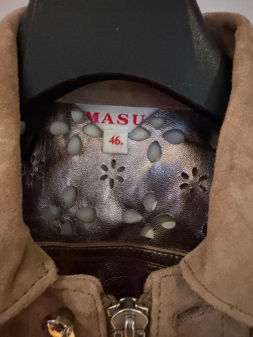 ジャケット・アウター MASU FLOWER-CUT LEATHER TRUCKER JACKET46