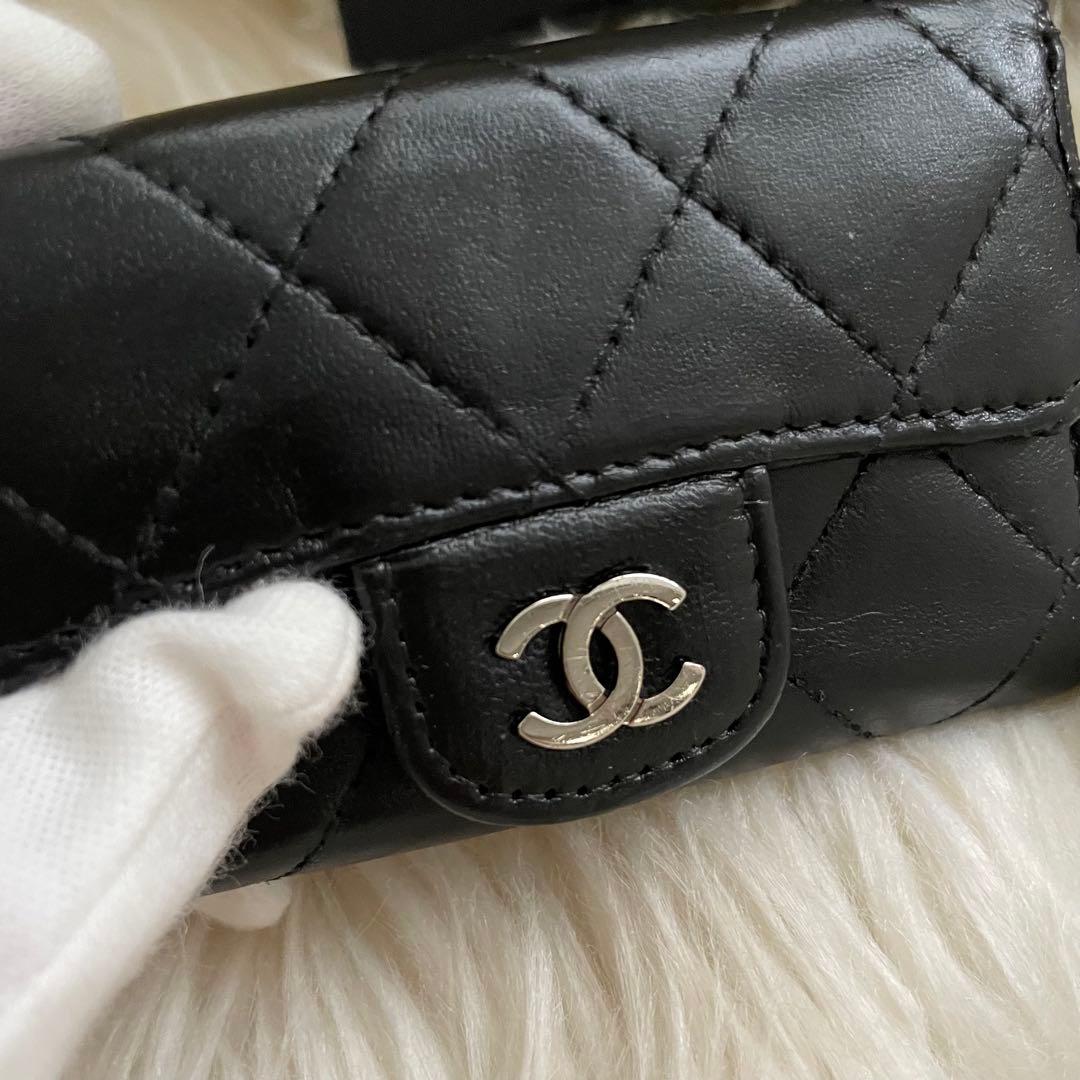 シャネル CHANEL キーケース カードケース ココマーク マトラッセ 黒