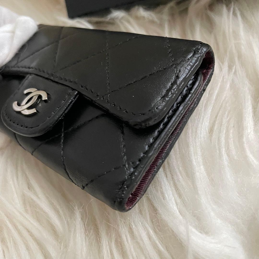 シャネル CHANEL キーケース カードケース ココマーク マトラッセ 黒