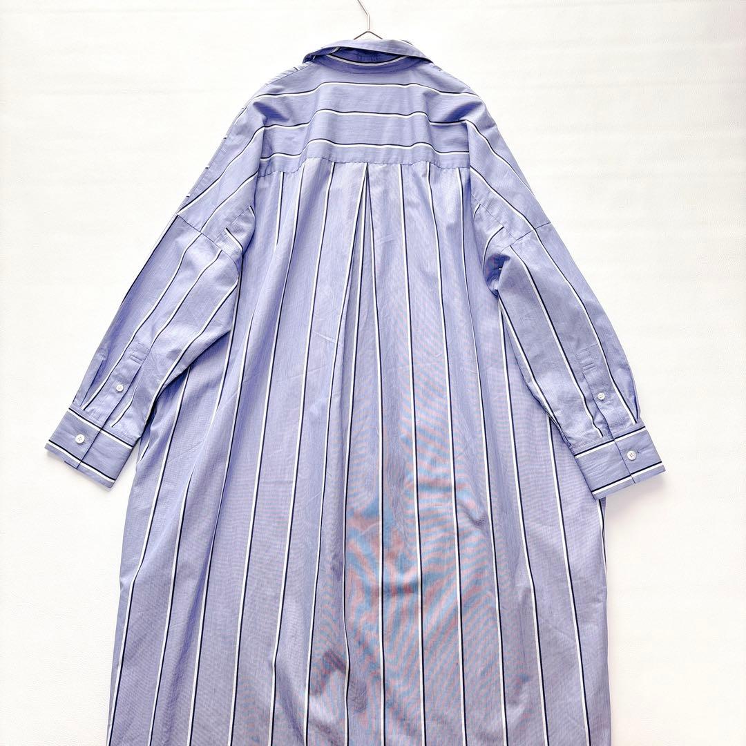 美品✨LEPHIL ルフィル イージーケアブロードワンピース ブルーストライプ