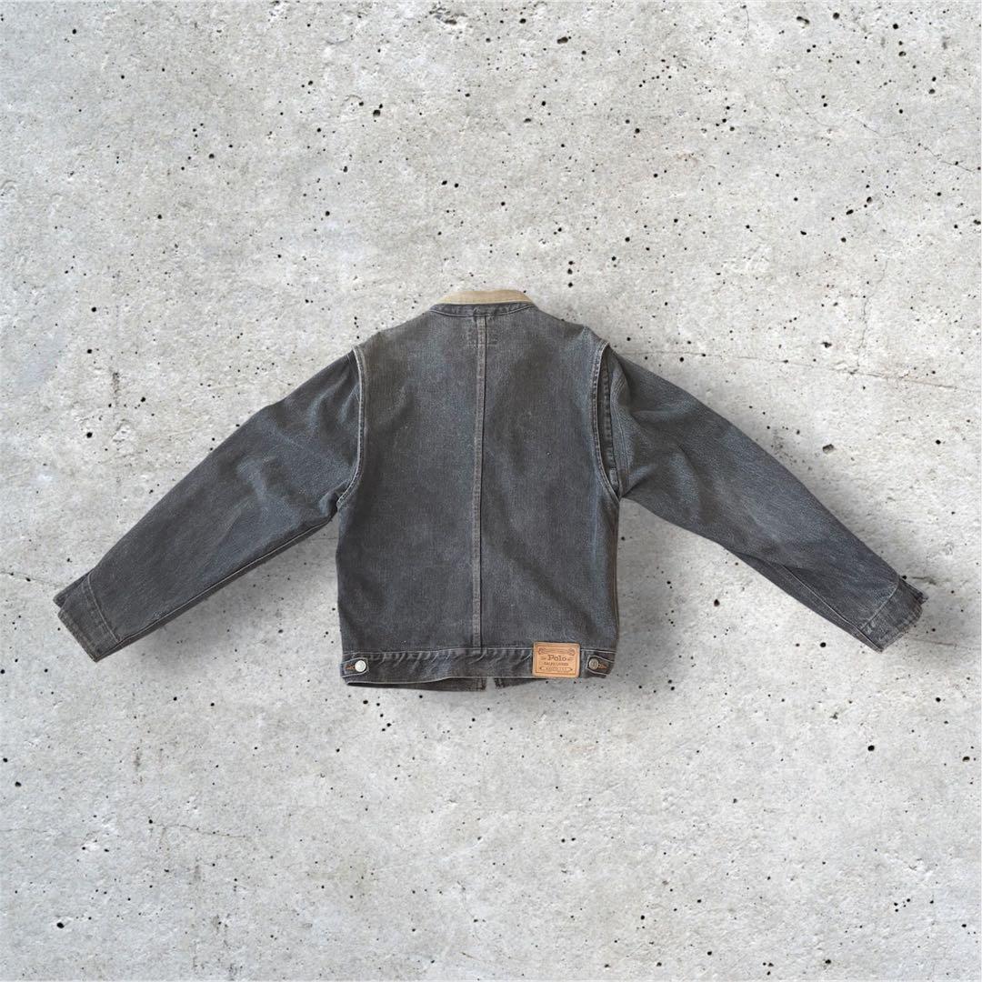 【美品】80s ラルフローレン 白タグ USA製 デニムジャケット 黒 ブラック