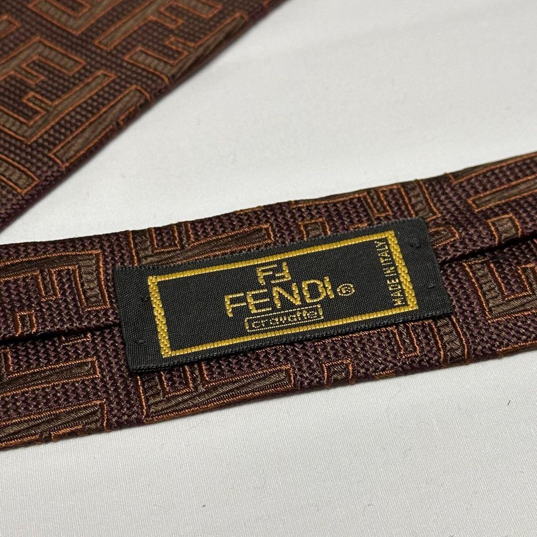 美品☆フェンディ☆ネクタイ☆ズッカ柄☆ブラウン☆F柄☆茶系☆597