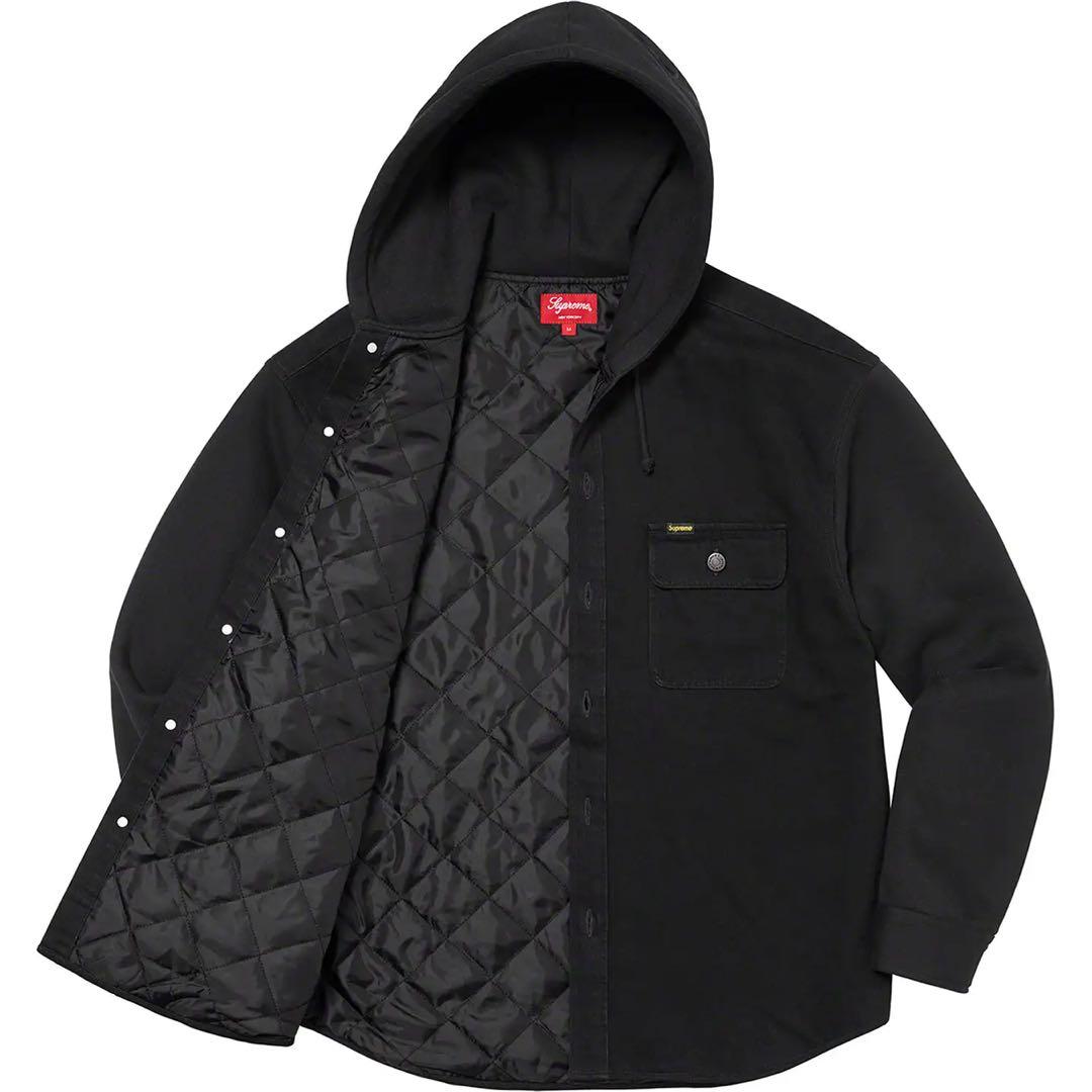 Supreme Fleece Hooded Denim Shirt ブラック M