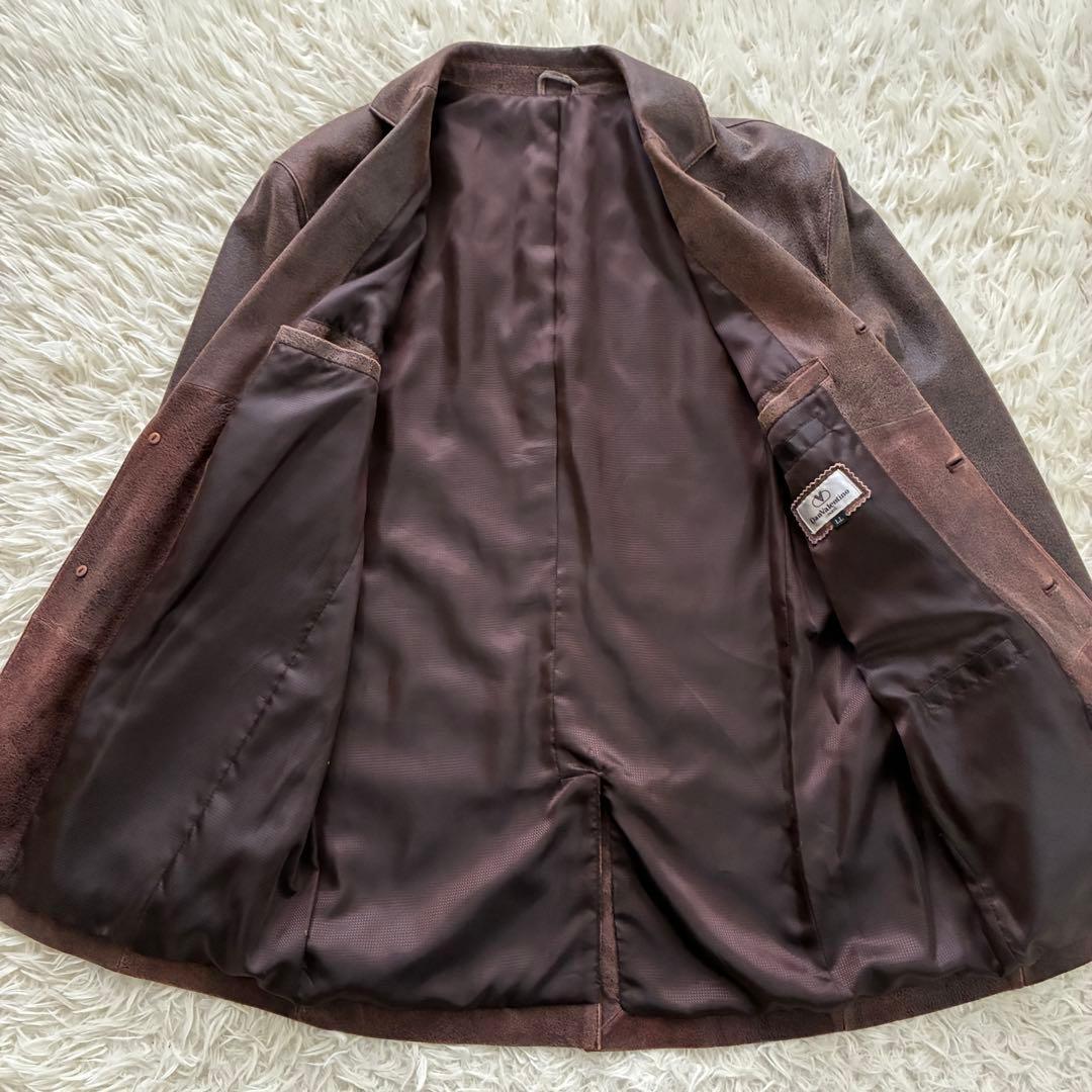 Dan Valentino 馬革 クラックレザー ロングブレザー／コート ＸＬ