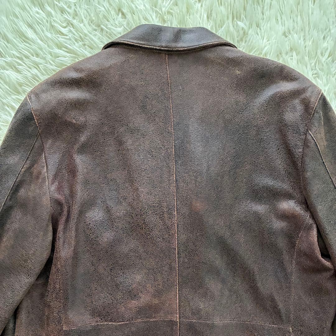 Dan Valentino 馬革 クラックレザー ロングブレザー／コート ＸＬ