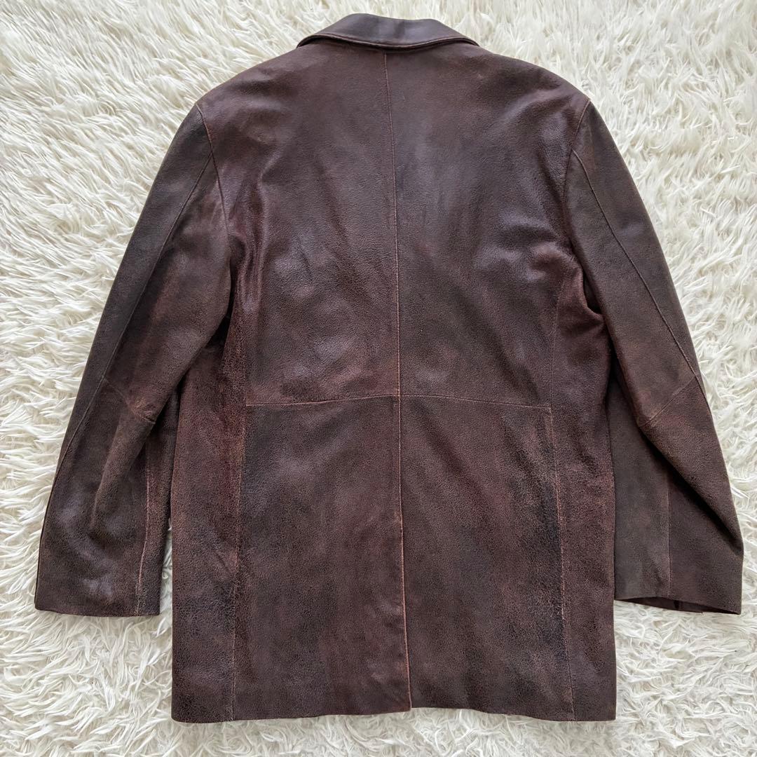 Dan Valentino 馬革 クラックレザー ロングブレザー／コート ＸＬ