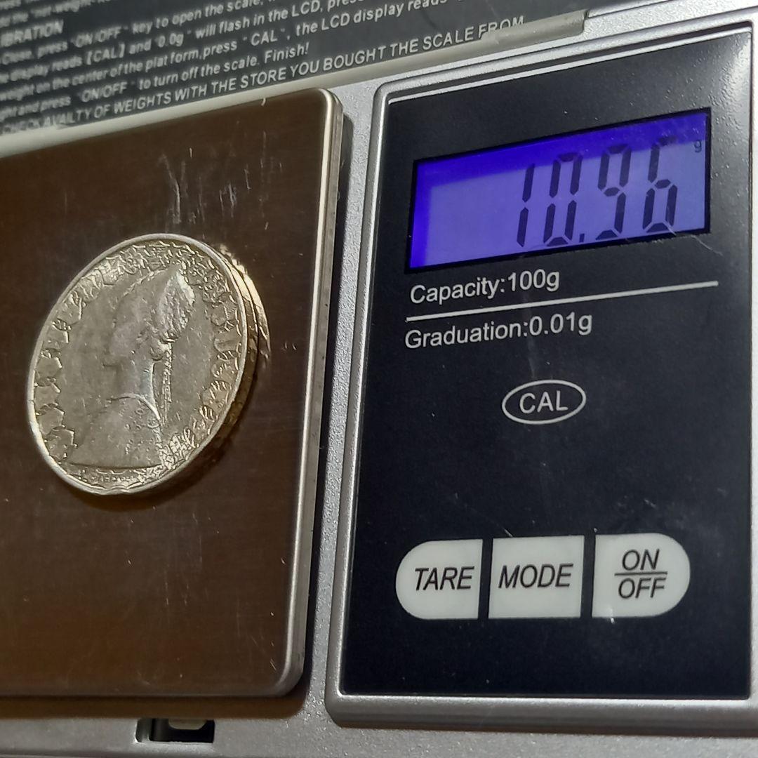 銀貨 イタリア L.500 1958年 500リラ 量目:約10.95g