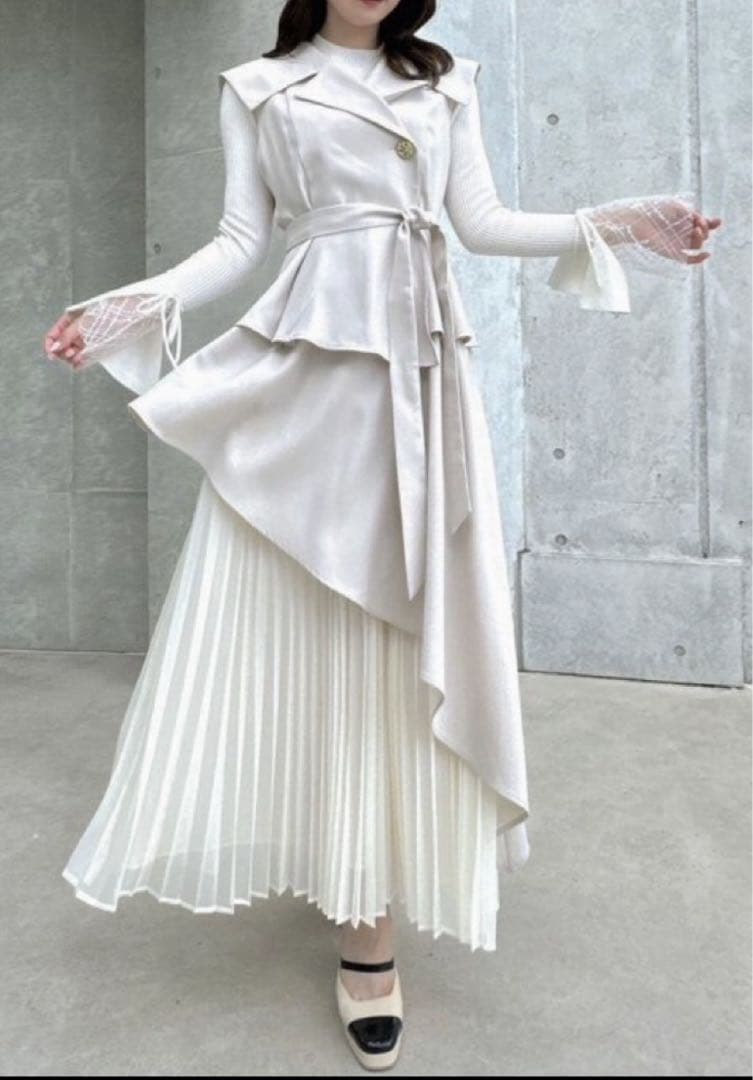 dazzlinアシメプリーツトレンチワンピース