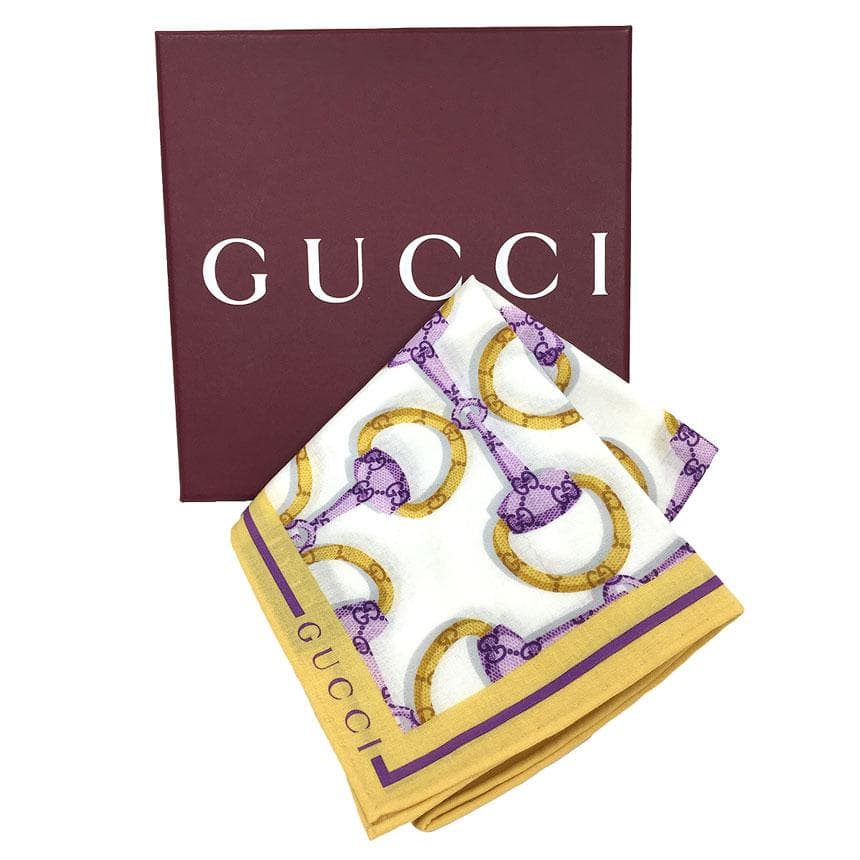 未使用　GUCCI　グッチ　ハンカチ　バンダナ　コットン　aq10811