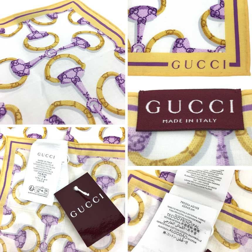 未使用　GUCCI　グッチ　ハンカチ　バンダナ　コットン　aq10811