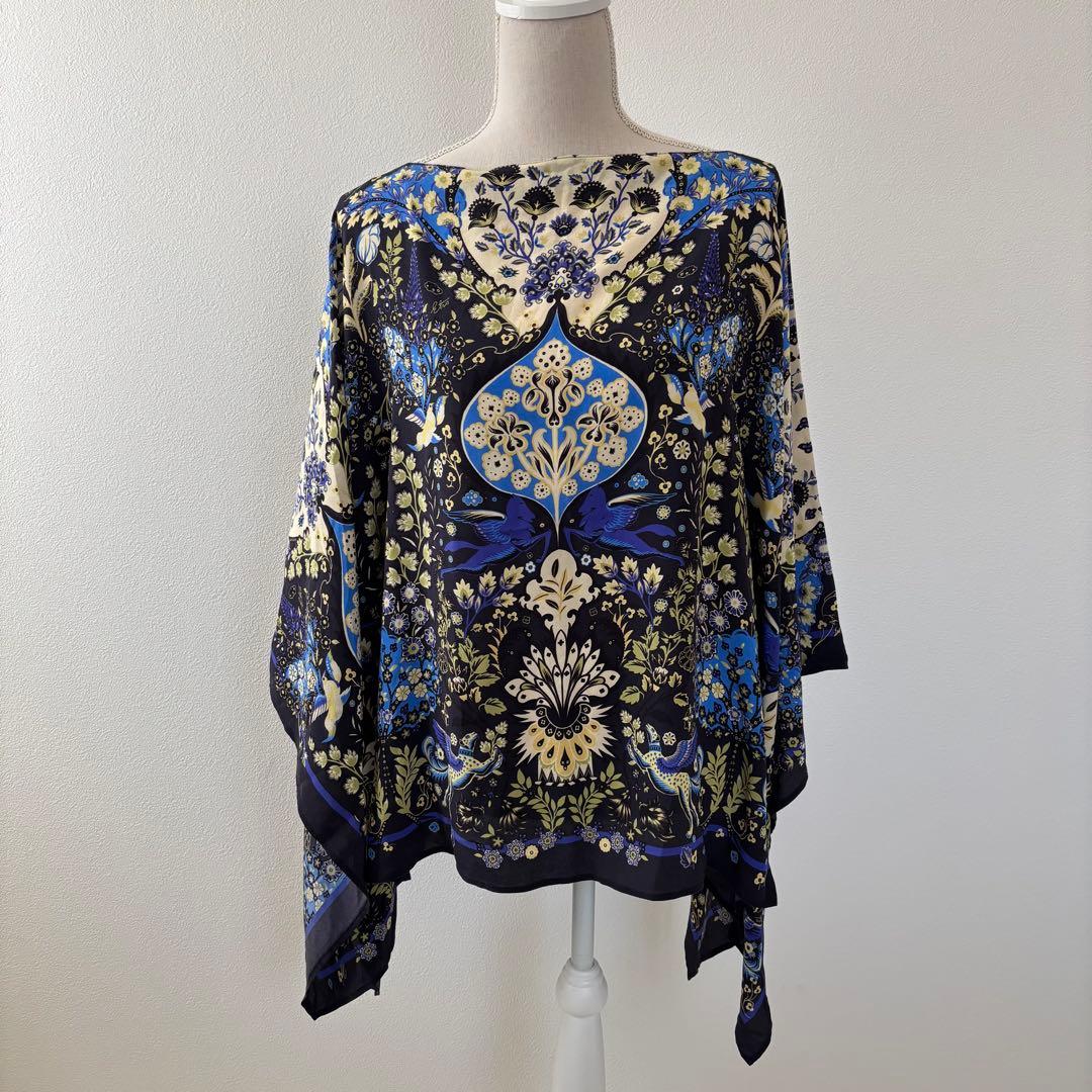 ETRO エトロ ペイズリー柄 シルク ポンチョ ケープ 総柄 フリーサイズ