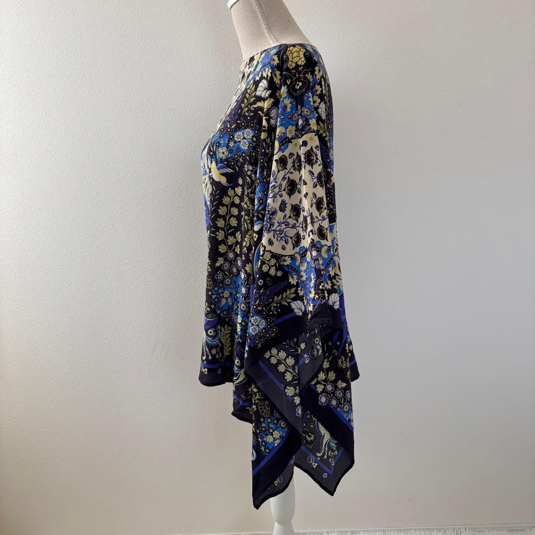 ETRO エトロ ペイズリー柄 シルク ポンチョ ケープ 総柄 フリーサイズ