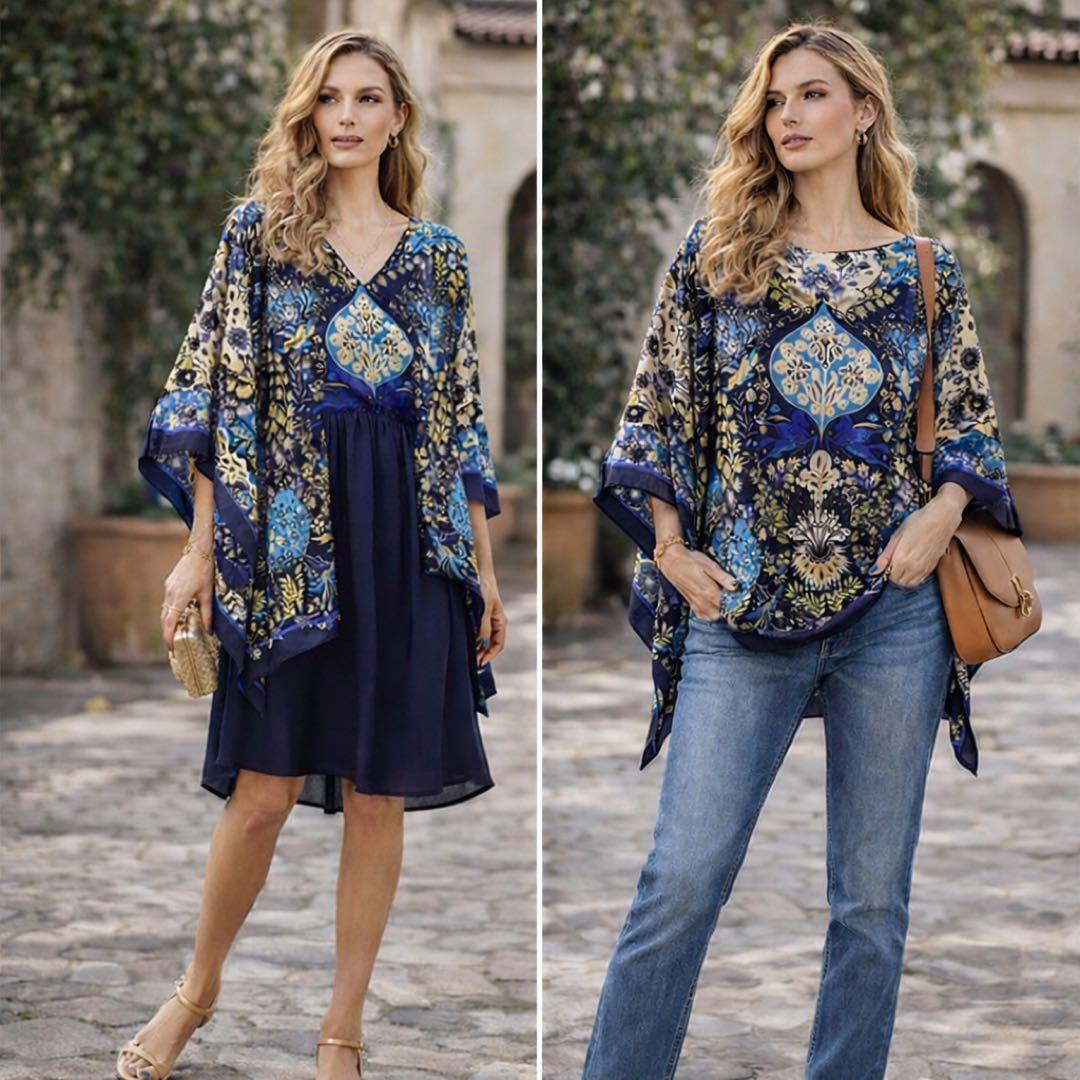 ETRO エトロ ペイズリー柄 シルク ポンチョ ケープ 総柄 フリーサイズ