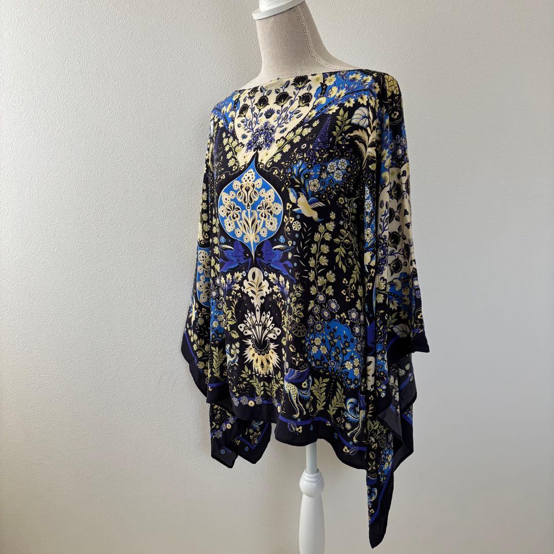 ETRO エトロ ペイズリー柄 シルク ポンチョ ケープ 総柄 フリーサイズ