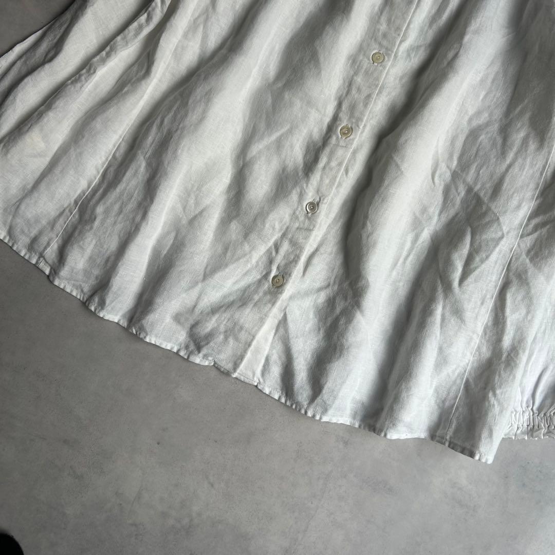美品✨ネストローブ リネン スタンド フリル ブラウス 白 3WAY
