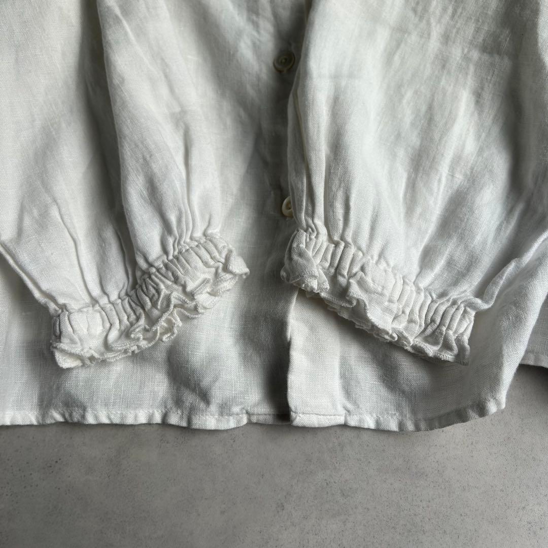 美品✨ネストローブ リネン スタンド フリル ブラウス 白 3WAY