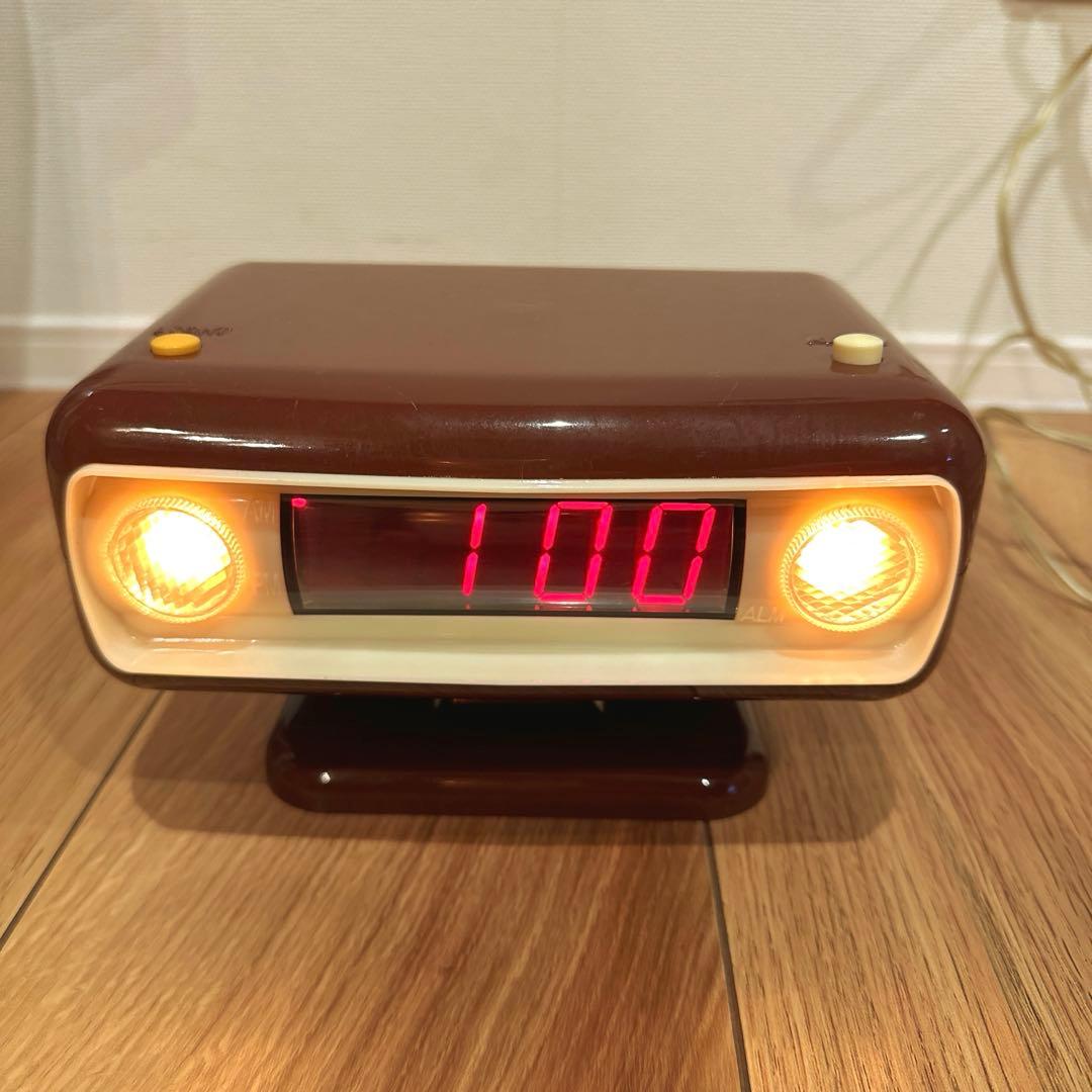 ダルトンDULTON デジタル置時計 LED アラーム付き 茶色 昭和レトロ