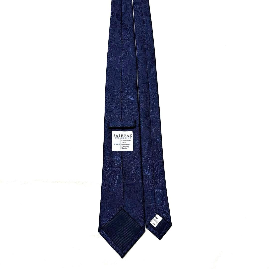 新品　FAIRFAX フェアファクス　ネクタイ　ネイビー　無地　ペイズリー