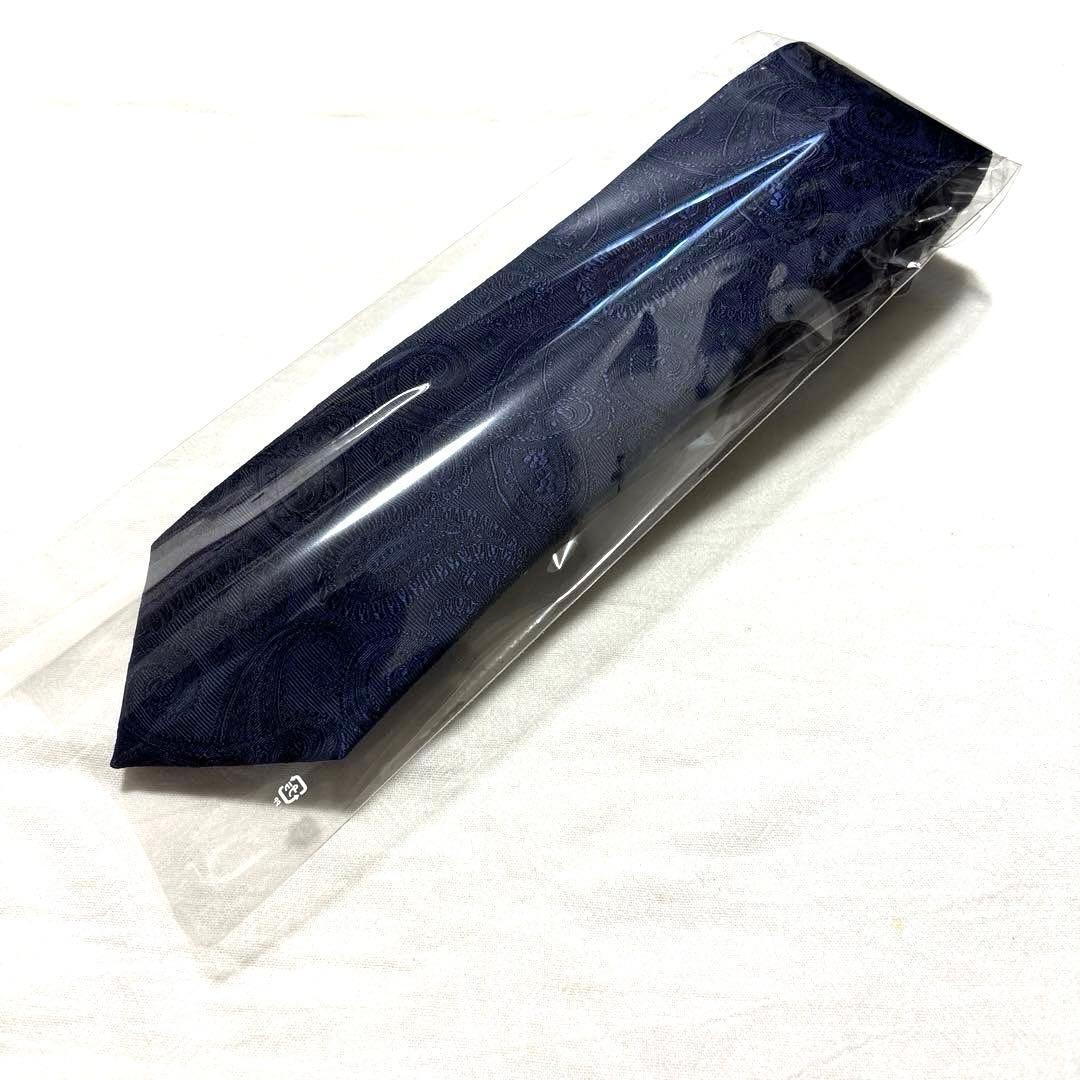 新品　FAIRFAX フェアファクス　ネクタイ　ネイビー　無地　ペイズリー