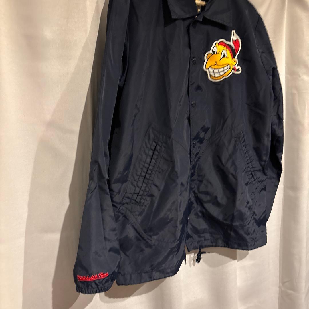 MLB インディアンズ　ミッチェルアンドネス　ネイビー　コーチジャケット　M