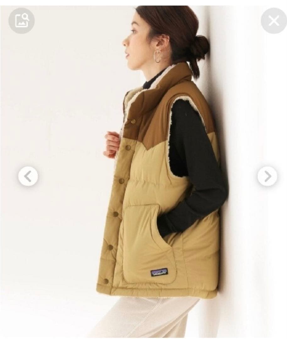 s*a様 patagonia ダウンベスト ベージュ/ブラウン　リバーシブル　パ
