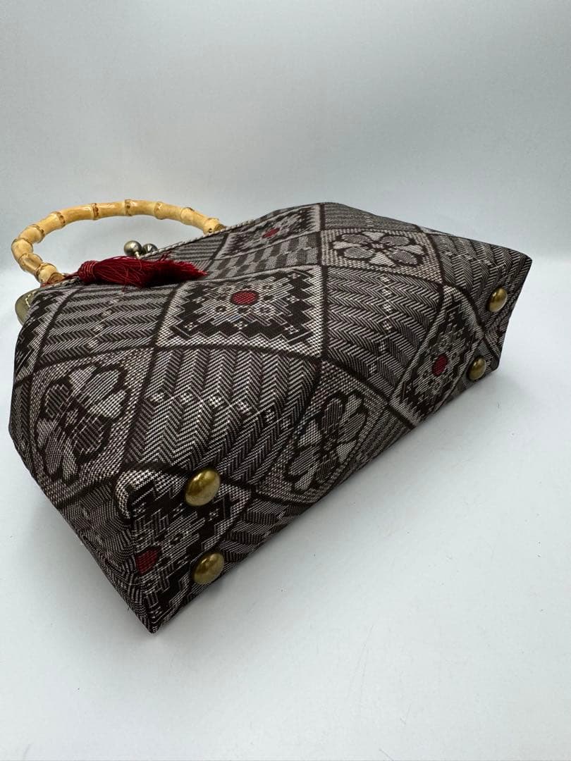【ハンドメイド】 大島紬 着物リメイク　ハンド バッグ3点セット #328