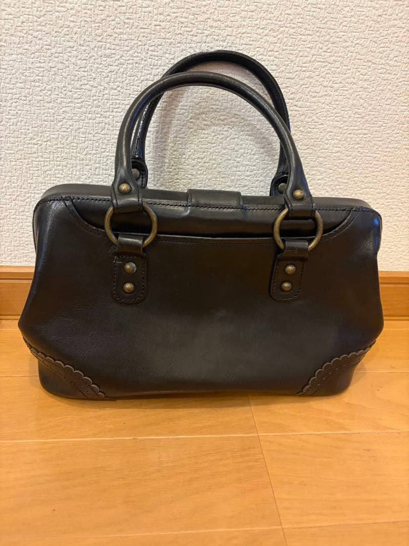 ANNA SUI ブラックレザー ハンドバッグ