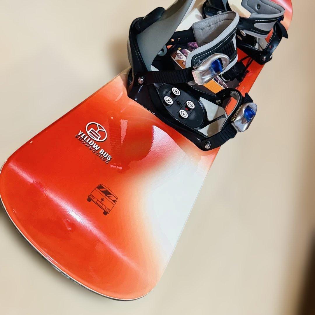 144cm スノーボード ビンディング付きオレンジ/ホワイトグラデーション初心者
